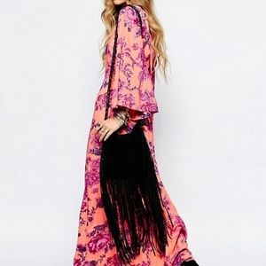 Free People boho Melrose floral maxi dress in Clementine size 6